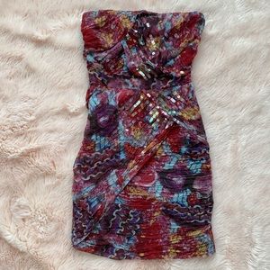 NWT Diane Von Furstenberg Strapless Silk Dress 0